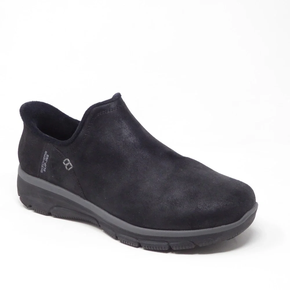 Skechers Womens Easy Going Modern Hour Slip-Ins  Black Faux Fur Lined Boots 11
